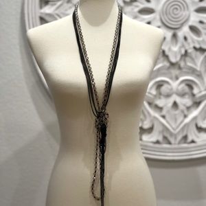 Black and smokey clear beaded necklace